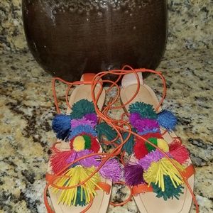 Zara Flat PomPom Sandal